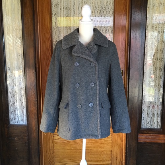American Eagle 🦅 Gray wool pea coat jacket Large - Picture 1 of 7